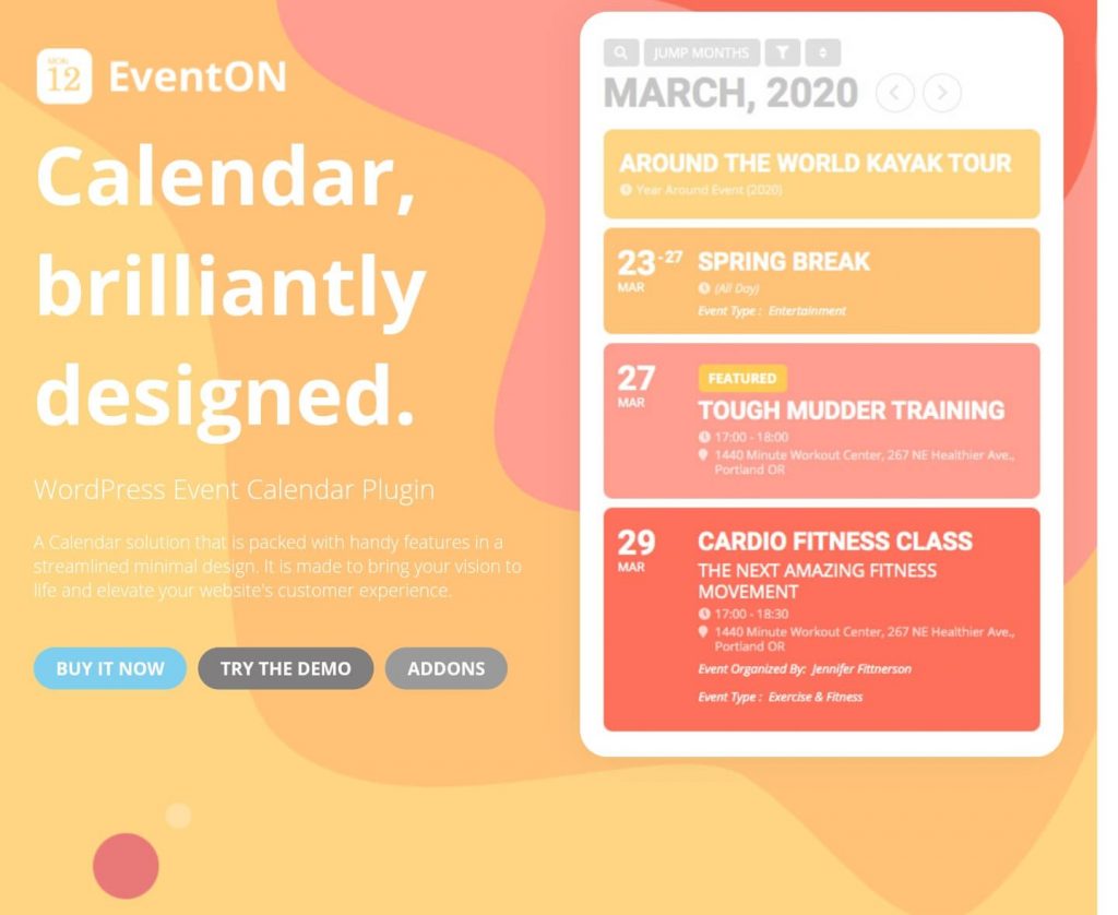 Eventon calendar plugin